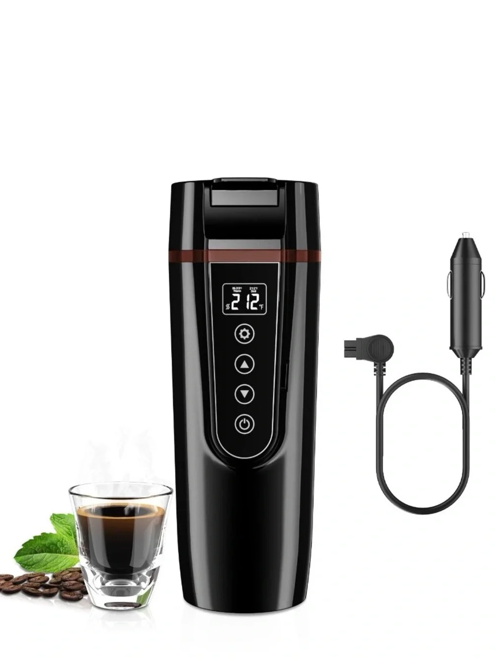 Car Electric Kettle 12V 24V Small Travel 400 mL Portable LCD Display 304